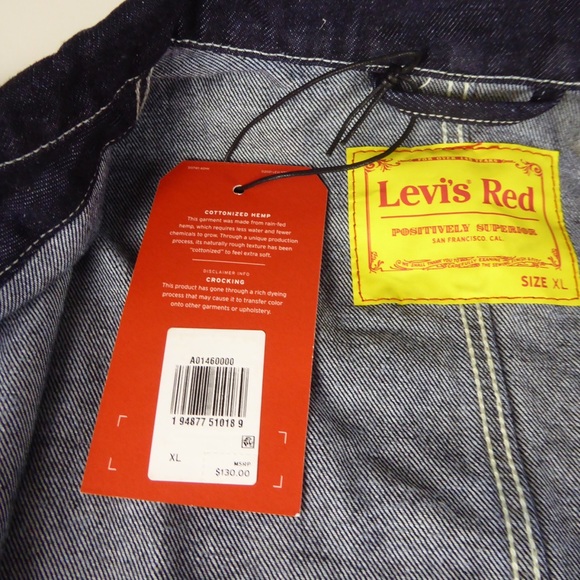 Levi’s Engineered Coat Cotton Hemp Denim Jacket Red Positively Superior NWT - Picture 13 of 14